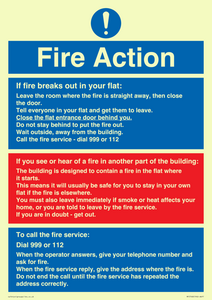 Fire action notice Stay Put message